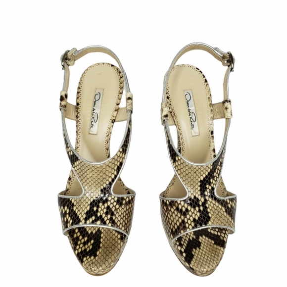 Oscar de la Renta Python Snake Platform Heels - Picture 5 of 8